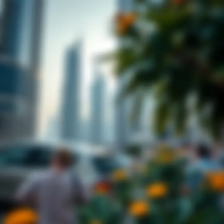 Modern skyscrapers overlooking a vibrant community