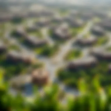 Aerial view of Discovery Gardens showcasing its lush greenery and residential layout