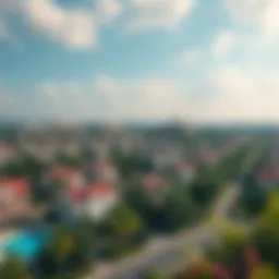 Panoramic view of Discovery Gardens showcasing its unique residential layout