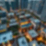 Aerial view of District 10 in JVC showcasing modern architecture