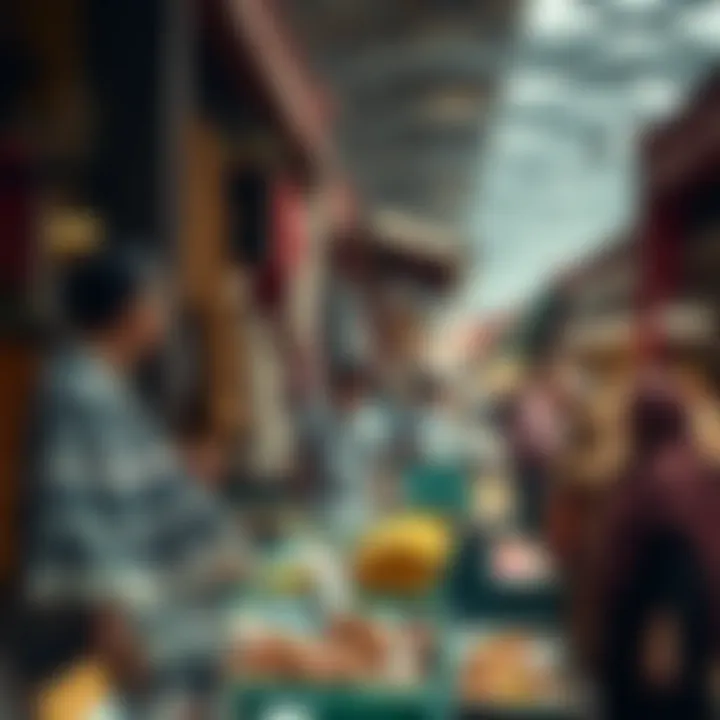The Art of Bargaining in Dubai's Markets Crowded market scene with locals negotiating prices