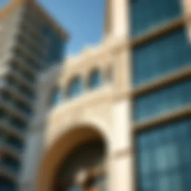 Close-up of a prominent building facade exhibiting intricate design