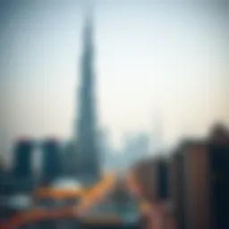 The iconic Burj Khalifa towering over the city skyline