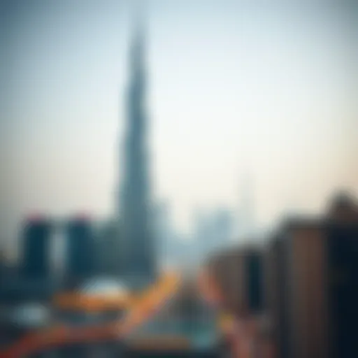The iconic Burj Khalifa towering over the city skyline