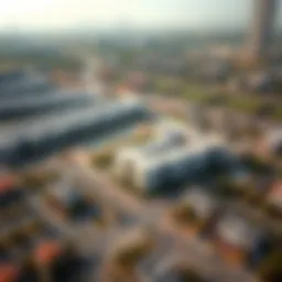 Aerial view of Dubai Meadows showcasing residential developments and green spaces