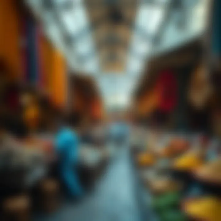 Traditional market showcasing vibrant spices and textiles