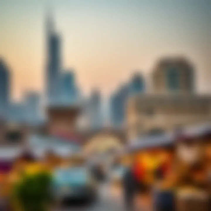 Stunning view of Dubai's skyline with a blend of modern architecture and traditional markets