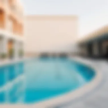 Amenities available for residents including a swimming pool and gym