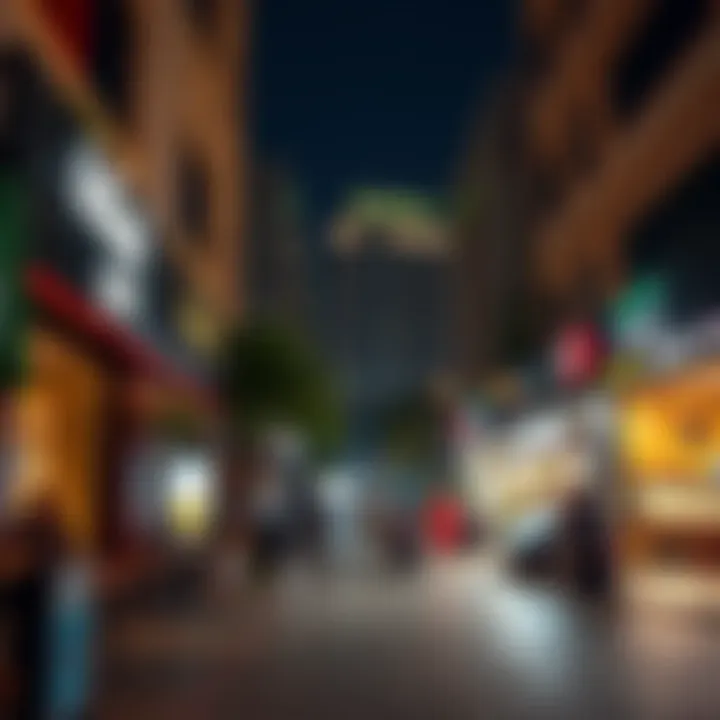 Vibrant street life in the Etihad Area with local shops and cafes