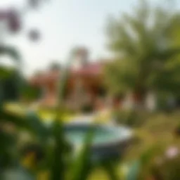 A serene farmhouse surrounded by lush greenery