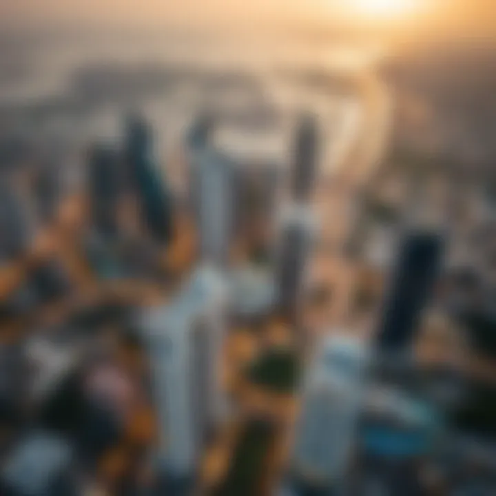 Strategic Location of Damac Smart Heights Aerial view of Dubai highlighting the strategic location of Damac Smart Heights