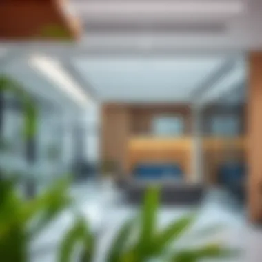 Interior layout of a contemporary office space within HDS Business Center