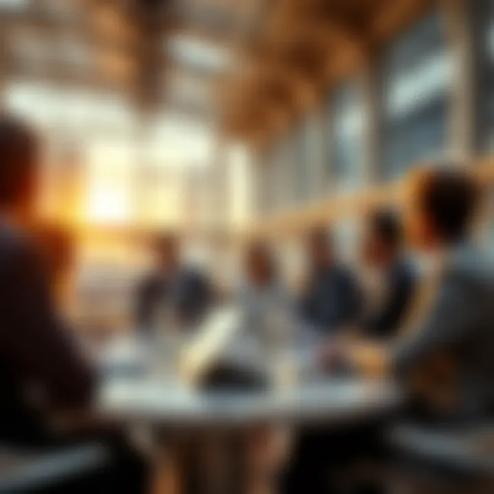 Business professionals discussing strategies for investment in Dubai's industrial sector