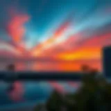 A stunning sunset view over Jumeirah Beach 2 showcasing the vibrant colors of the sky reflecting on the water