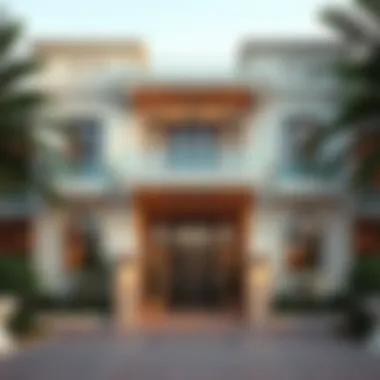 Elegant Luxury Home Facade in Dubai Stunning exterior view of a luxury holiday home in Dubai