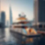 Luxury yacht docked at Marina Dubai