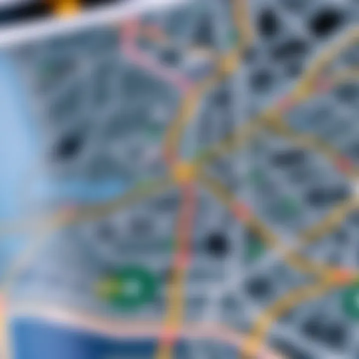 Map highlighting metro routes connecting Dubai Silicon Oasis