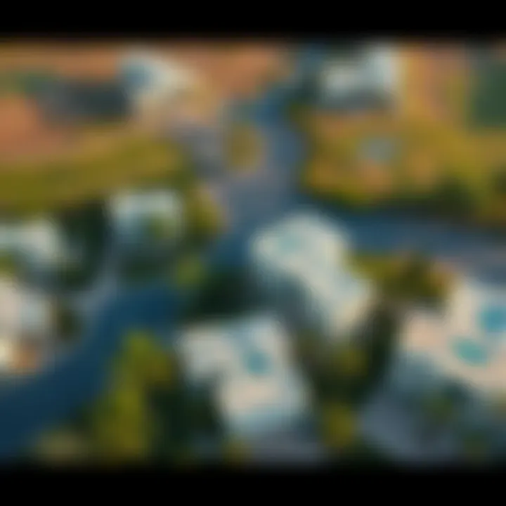 Aerial view of Meydan showcasing luxury villas and green spaces