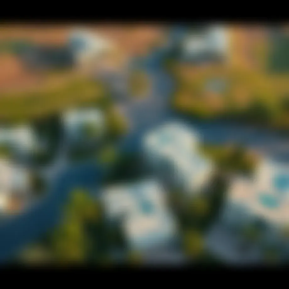 Aerial view of Meydan showcasing luxury villas and green spaces