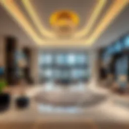 Luxurious lobby area of Mövenpick Downtown Dubai showcasing modern design.