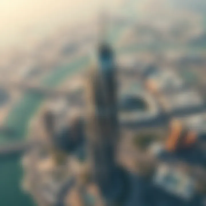 Aerial Perspective of Noora Tower Aerial view of Noora Tower showcasing its distinctive architectural design