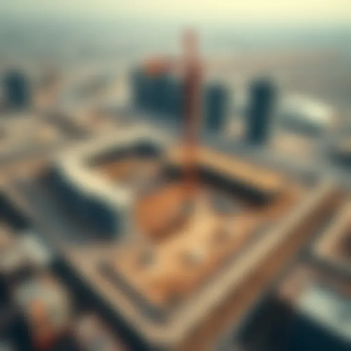 Aerial view of a construction site for off-plan properties