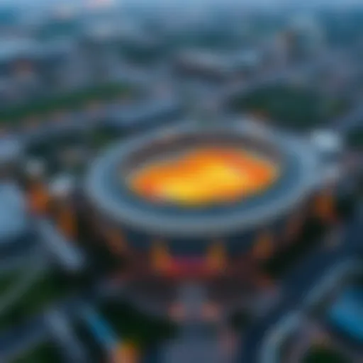 Aerial view of Olympic Park showcasing its extensive facilities and green spaces