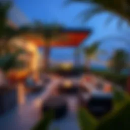 Vibrant outdoor lounge in Dubai showcasing modern design