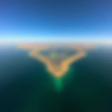 Aerial view of Palm Jebel Ali showcasing its unique island shape