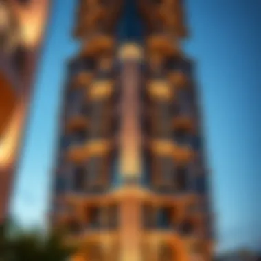 Architectural details of Palm Tower highlighting its unique structure