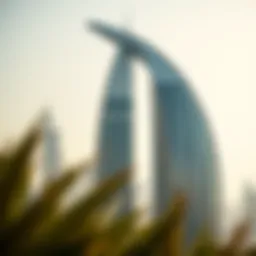 Majestic view of Palm Tower towering over Dubai's skyline