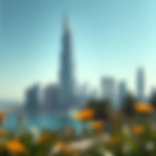 Stunning view of Palm Tower against the Dubai skyline