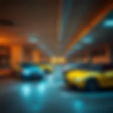 Luxury parking spaces at Burj Khalifa with high-end vehicles