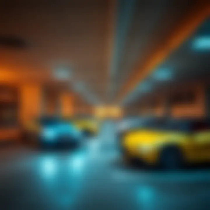 Luxury parking spaces at Burj Khalifa with high-end vehicles