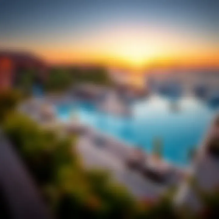 Exceptional Amenities at Radisson Blu Marina Dubai A panoramic view of the hotel amenities, including the pool and recreational areas