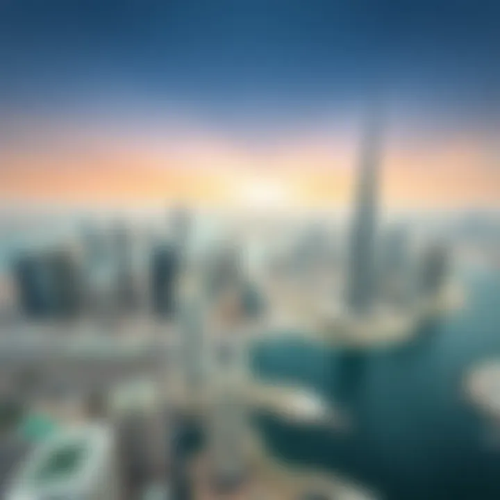 Stunning Aerial View of Dubai's Architectural Marvels Aerial view of Dubai skyline with iconic buildings