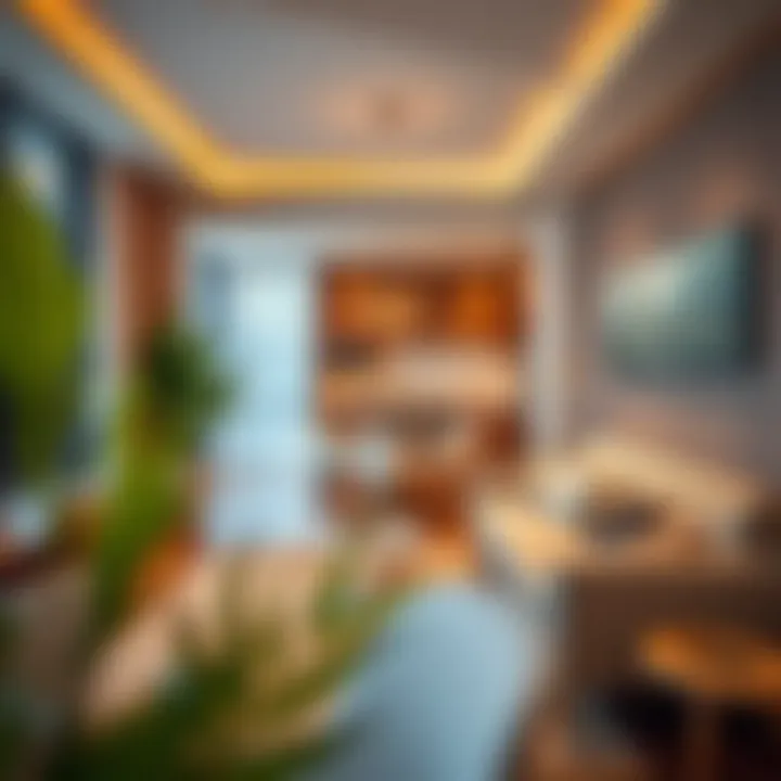 A modern apartment interior highlighting contemporary design and amenities