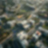 Aerial view of Al Shamkha neighborhood showcasing modern buildings and green spaces