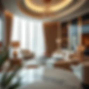 Luxurious living room interior of a rental unit in South Heights Tower