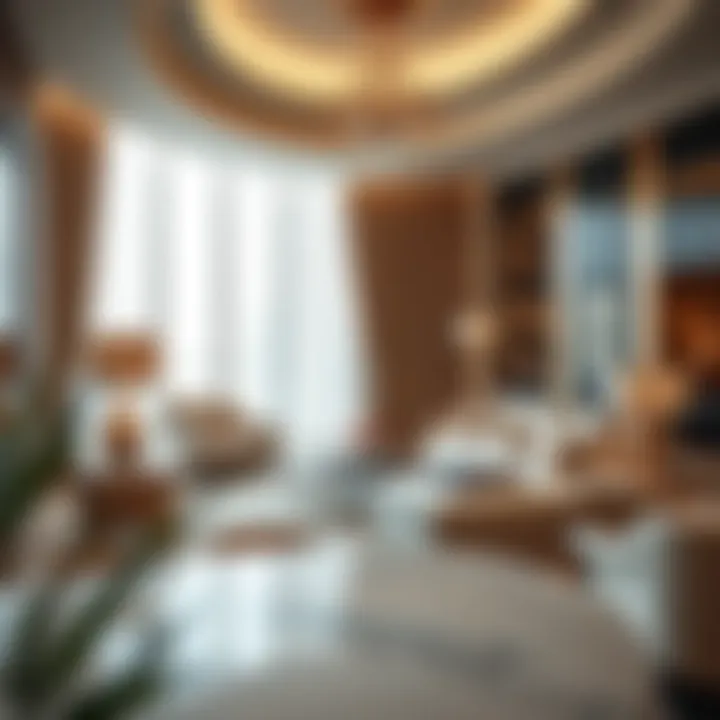 Luxurious living room interior of a rental unit in South Heights Tower