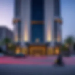 Elegant facade of Rotana Jaddaf hotel showcasing modern architecture