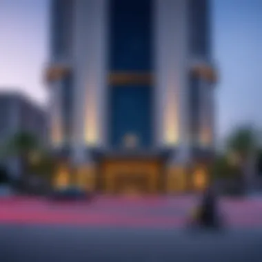 Elegant Facade of Rotana Jaddaf Hotel Elegant facade of Rotana Jaddaf hotel showcasing modern architecture