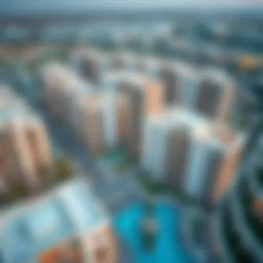 Aerial view of Rukan 3 showcasing modern residential buildings