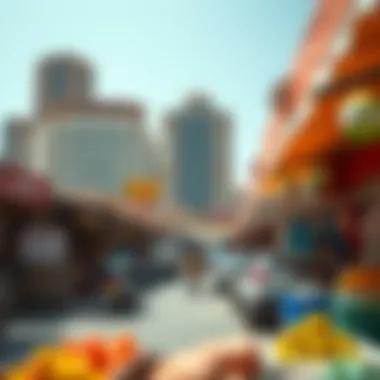 A vibrant market scene showcasing rental property options in Dubai