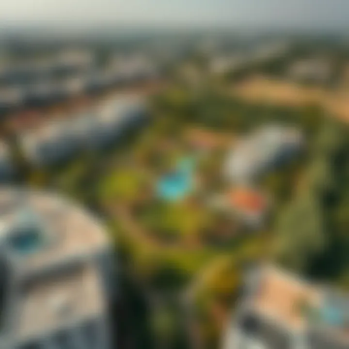 Aerial view of Sobha Hartland showcasing its lush greenery and modern architecture