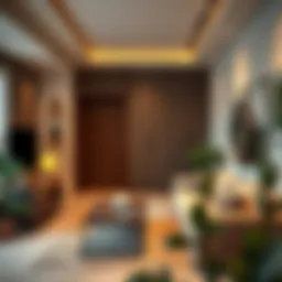 Modern studio flat interior featuring contemporary design elements and cozy living space