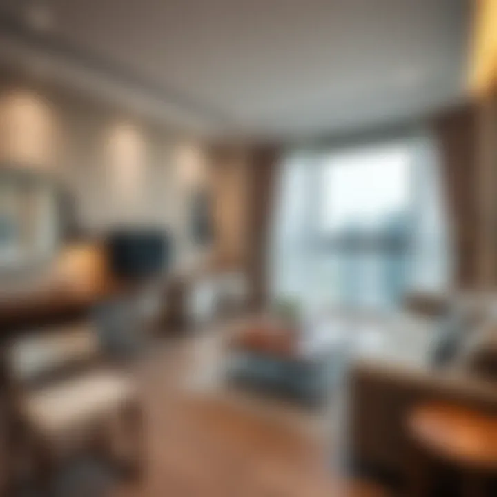 Contemporary studio room with modern furnishings