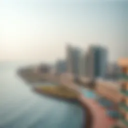 Panoramic view of Al Raha Beach showcasing luxury waterfront properties