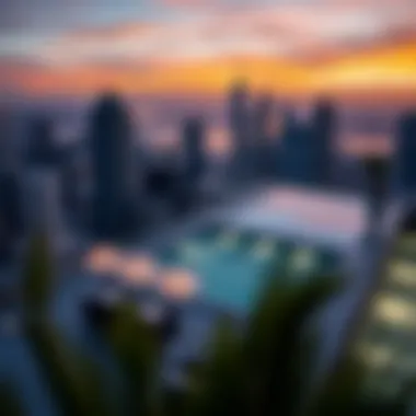 Breathtaking rooftop pool area with panoramic city views