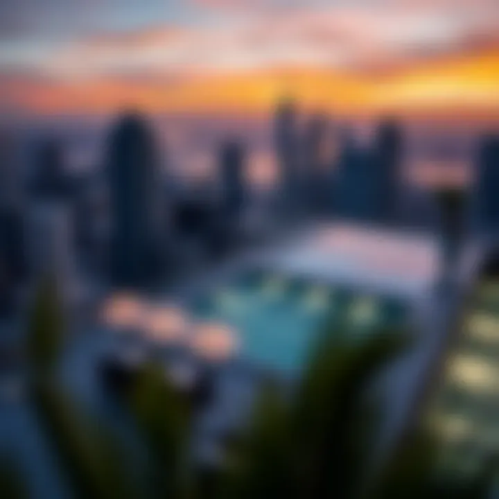 Breathtaking rooftop pool area with panoramic city views